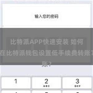 比特派APP快速安装 如何在比特派钱包设置低手续费转账？